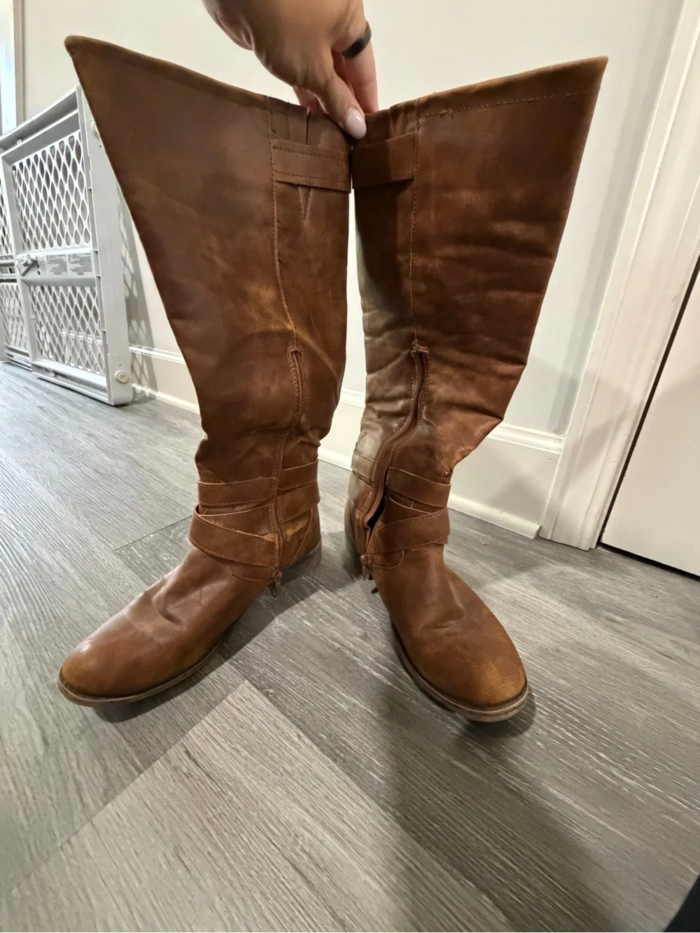 Madden Girl “Christy” Brown Mid-Calf Buckle Riding Boots